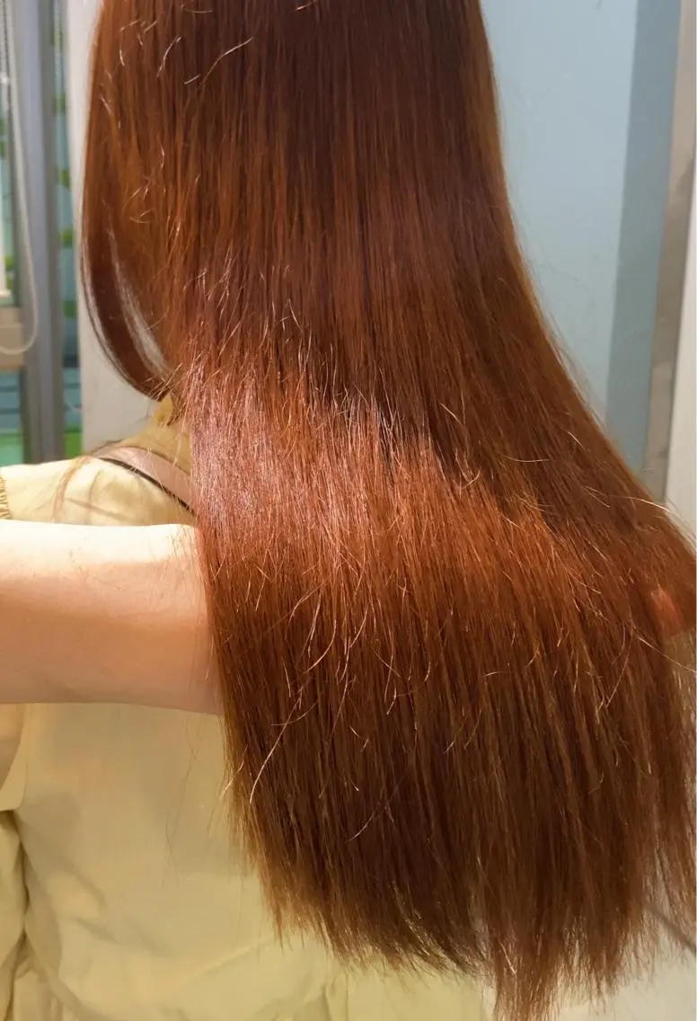 ミディアム カラー ブリーチ ブリーチなしカラー オレンジ 横尾 歩のヘアスタイル