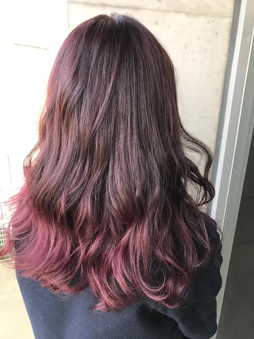 ロング カラー パーマ ヘアアレンジ グラデーションカラー ピンクカラー SUNNY GRACEのヘアスタイル