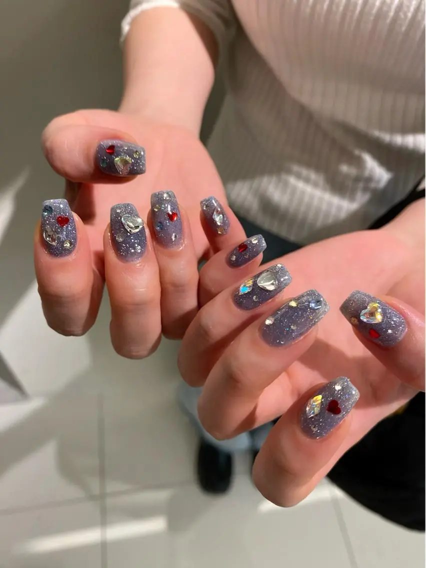 ネイル ブルー フラッシュネイル ラメ(グリッター) NailAVANCE miyuのネイルデザイン
