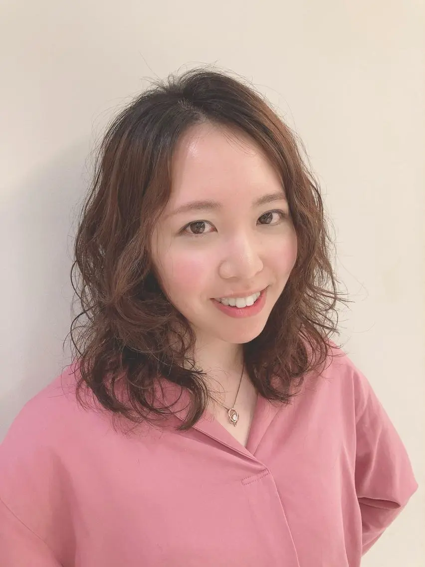 ミディアム パーマ ミディアムパーマ 似合わせカット/ カラー🌼松原 寿花のヘアスタイル