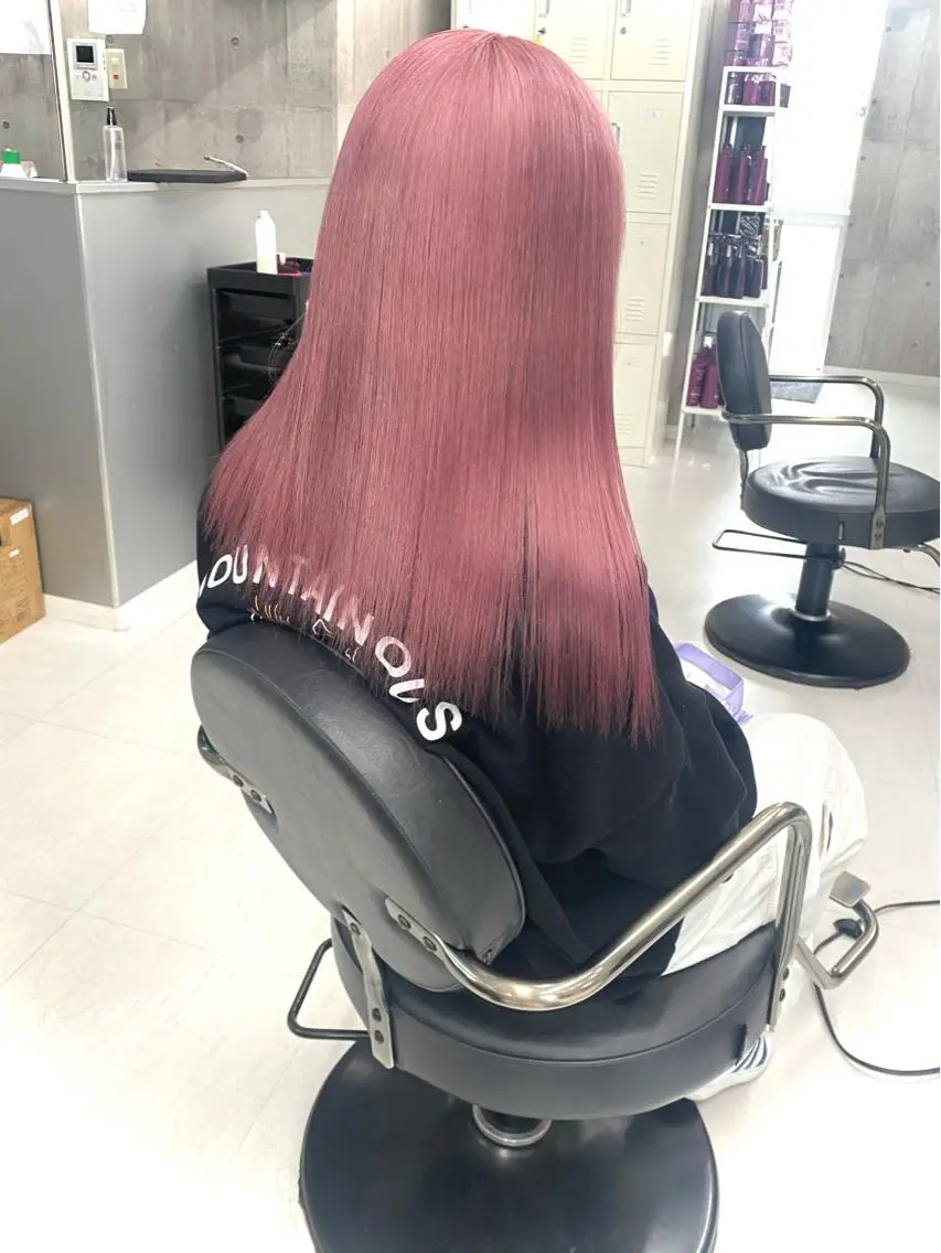 ロング アッシュ アッシュグレー アッシュグレージュ ミストバング ピンクブラウン 💞ハイトーン/ヘア アレンジ💞 くるみのヘアスタイル