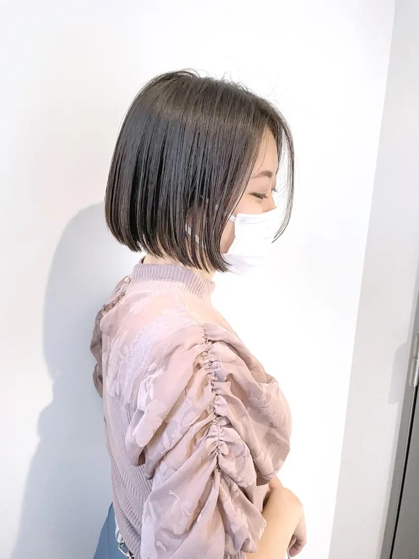 ショート カラー パーマ カット ヘアカラー 縮毛矯正 トリートメント ボブ/縮毛/レイヤー モトナリのヘアスタイル