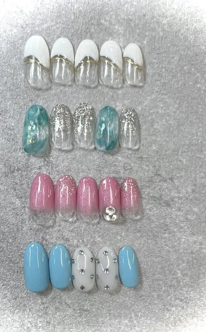 ネイル フットネイル フレンチネイル ジェルネイル ガラスフレンチ グラデーション ハンドネイル FASTNAIL PLUS 新宿店のネイルデザイン