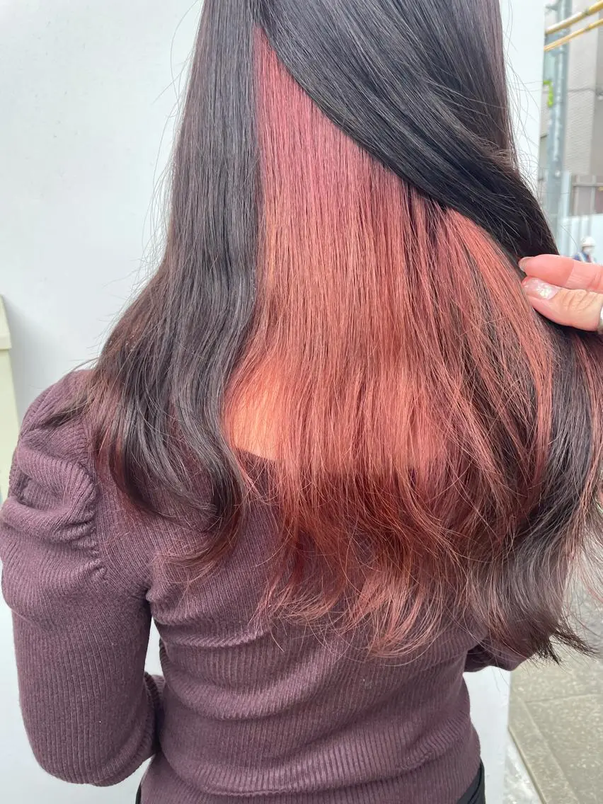 セミロング カラー ベージュカラー ブリーチ インナーカラー ブリーチなしカラー ピンクカラー ヘアカラー 中目黒🌼 🌼ハナのヘアスタイル