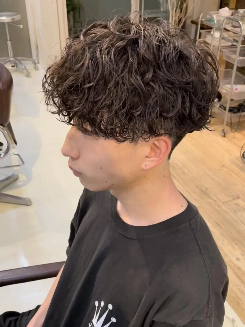 ショート パーマ メンズ メンズパーマ 波巻きパーマ SENTA✨メンズ パーマ✨fifth栄のヘアスタイル