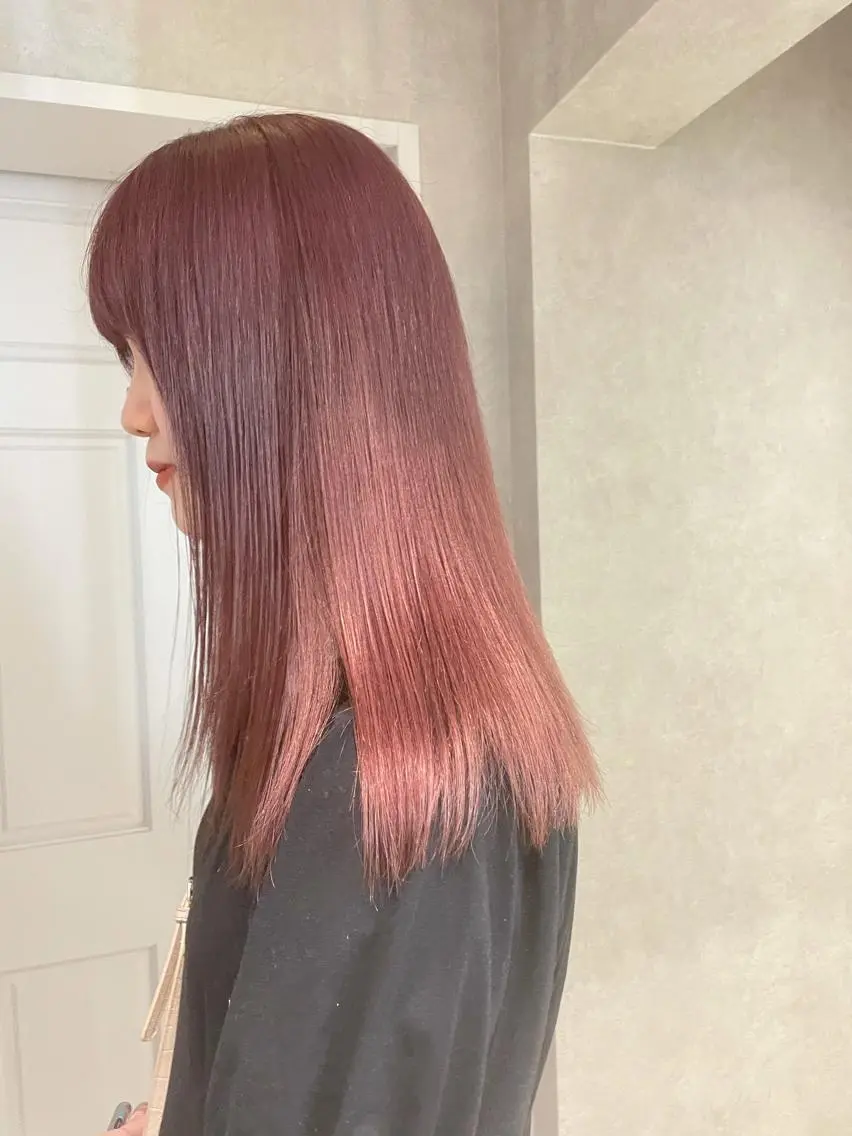 ロング カラー ブリーチ ケアブリーチ ピンクカラー ヘアカラー ナチュラル透明感🌱 小山美樹子のヘアスタイル
