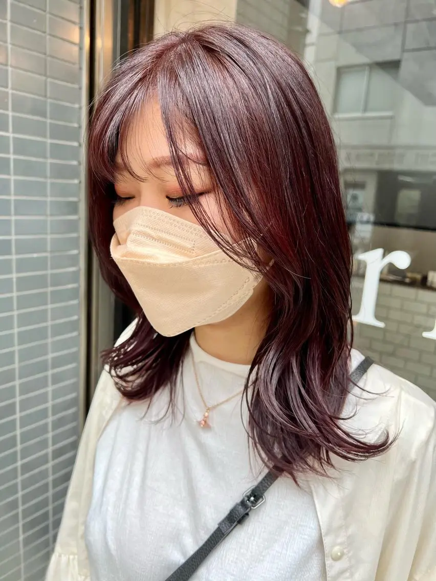 セミロング カラー ブリーチ ブリーチなしカラー ピンクカラー mizuki ニュアンスパーマのその他イメージ