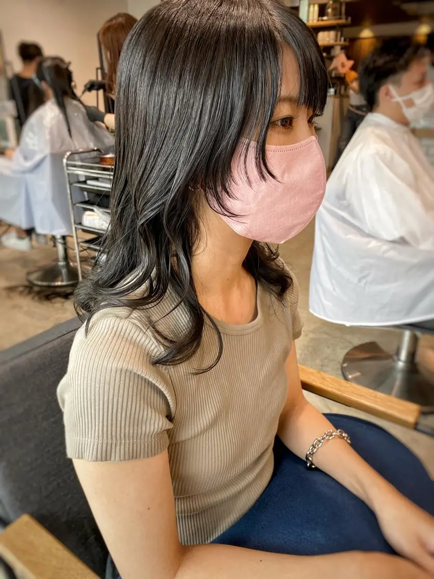 ミディアム カラー 顔周りカット レイヤー/大人ボブ 渡邉【日吉美容室】のヘアスタイル