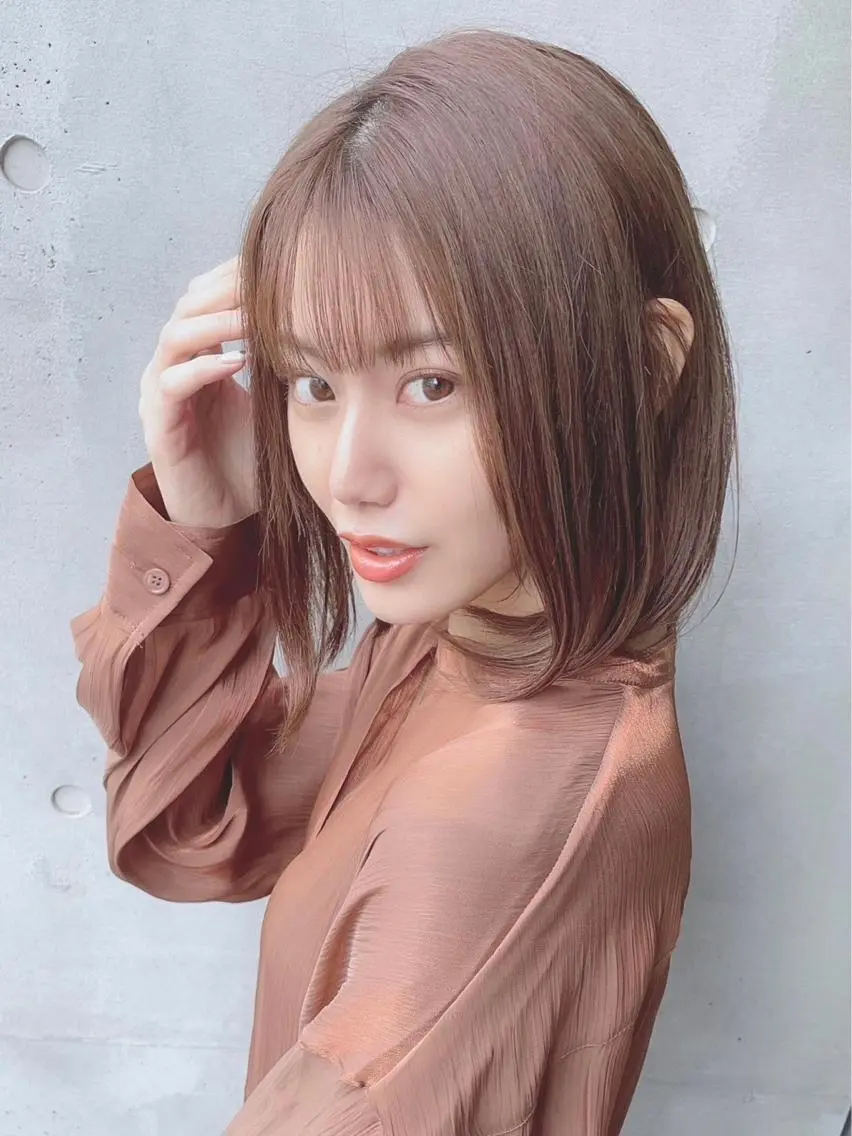 セミロング カラー パーマ ヘアアレンジ 【公式】amble luxe池袋東口🩷のヘアスタイル