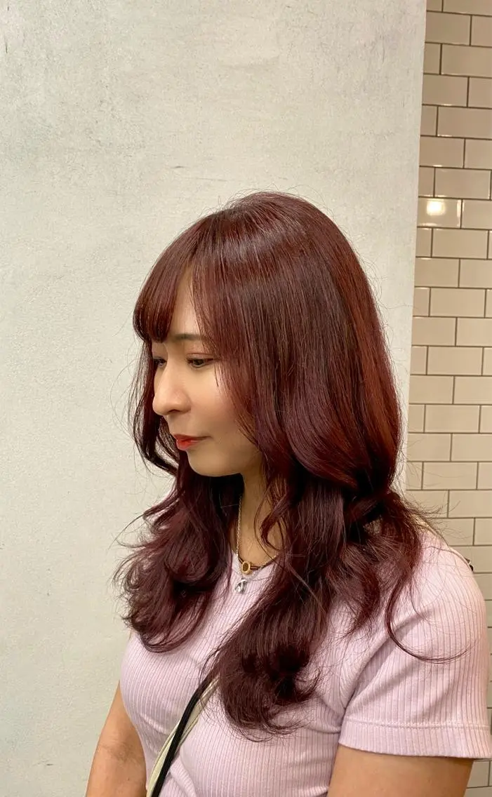 ロング カラー ブラウンカラー レッドカラー 川井 英郁のヘアスタイル