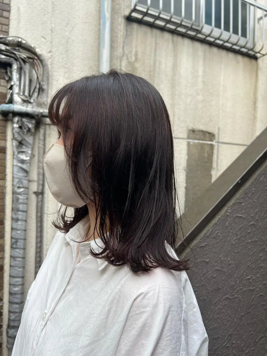 ミディアム レイヤーカット 韓国風パーマ/ 菅沼 成郷のヘアスタイル