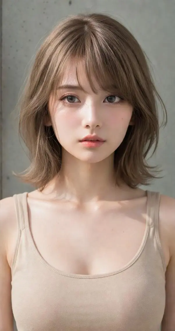 ミディアム パーマ カラー ミディアムレイヤー レイヤーカット 外ハネヘア カット ヘアセット 髪質改善ストレート *くわのヘアスタイル