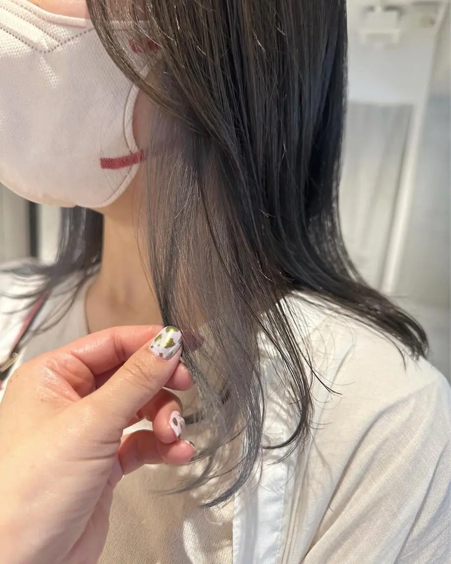 セミロング カラー ヘアアレンジ インナーカラー カット ヘアカラー トリートメント ヘアセット オリーブ透明感カラー 表参道/MIKUのヘアスタイル