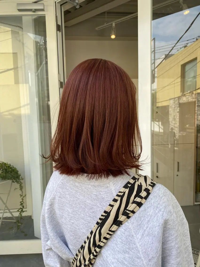 ミディアム カラー ブラウンカラー オレンジ オレンジブラウン ハイトーン×似合わせ 🌱中川慎之介のヘアスタイル