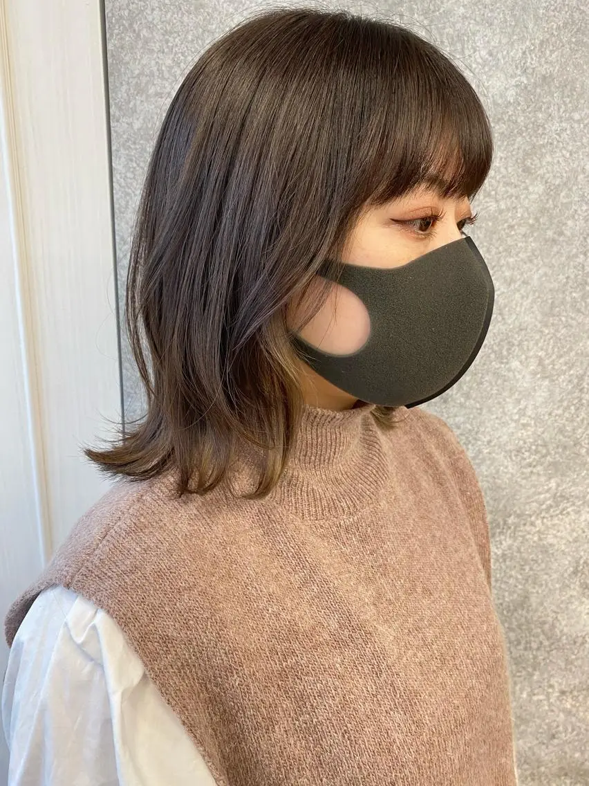 ミディアム カラー 顔まわりレイヤー レイヤーカット 大人可愛いHair ❤︎Ayakoのヘアスタイル