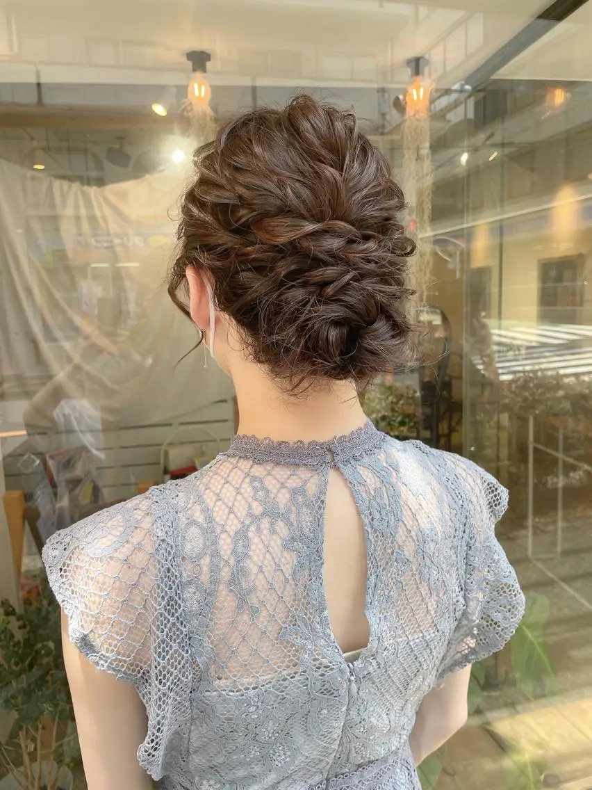 セミロング ヘアアレンジ ヘアセット ヘアアレンジ にいた かづしげのヘアスタイル