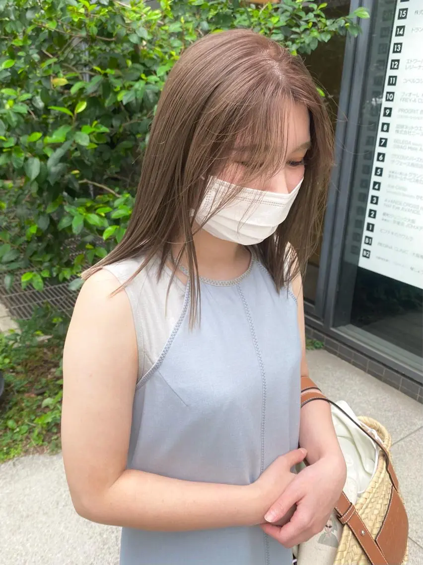 ミディアム カラー パーマ ヘアアレンジ メンズ キッズ ネイル マツエク・マツパ ストレートパーマ カット ヘアカラー 前川 朋香のヘアスタイル