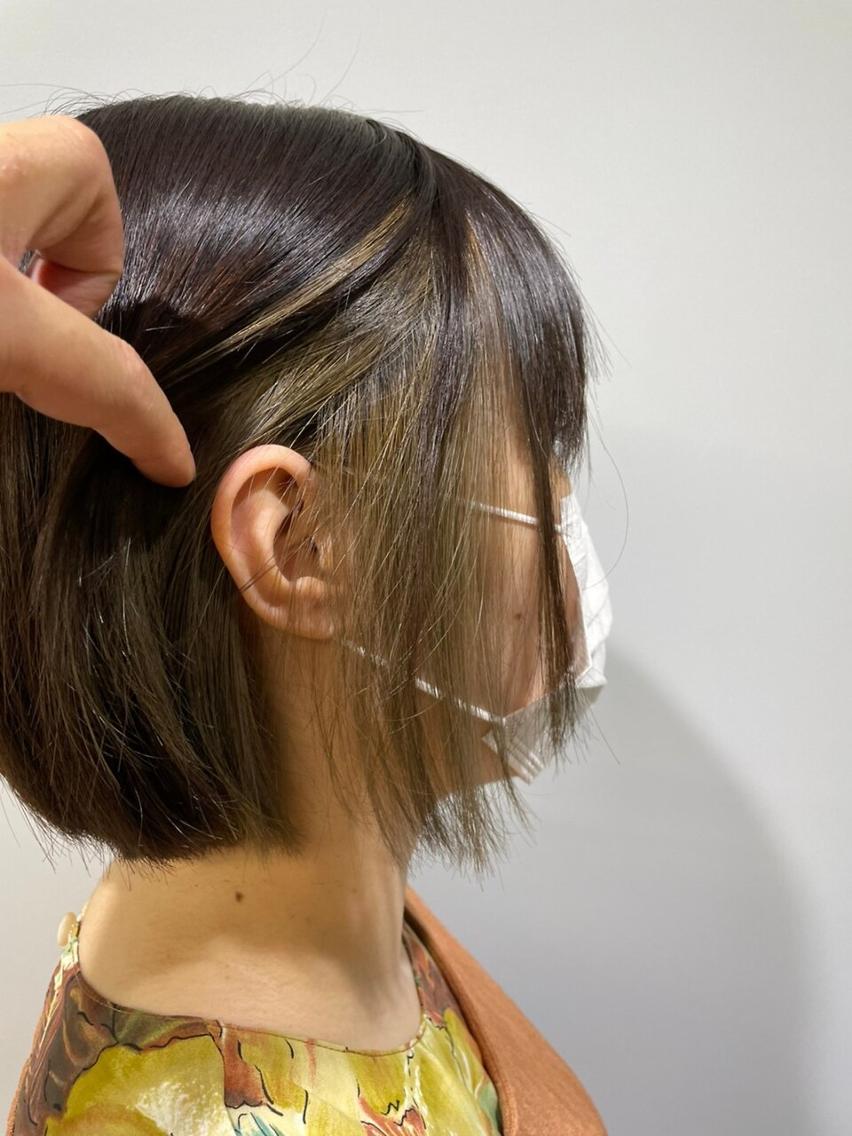 ロング ミストバング ボブ ハイライト かきあげバング トップスタイリスト ✨KIRIKA中野✨のヘアスタイル