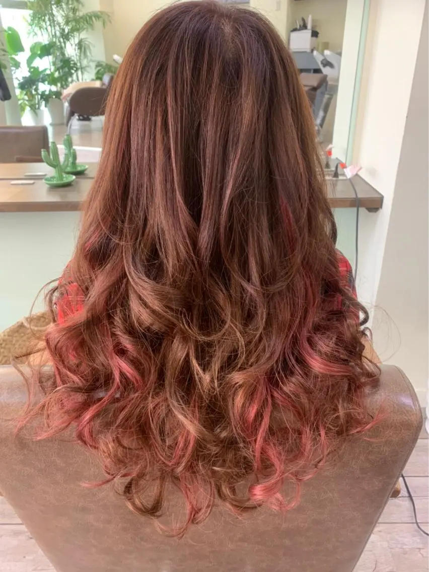 セミロング カラー ヘアカラー エクステ WEST OLAND 安藤のヘアスタイル