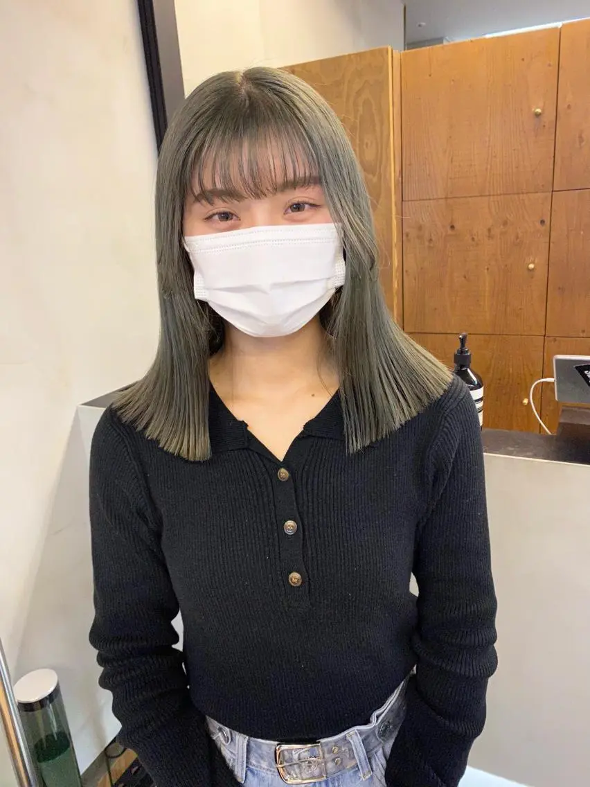 ミディアム カラー ヘアアレンジ デザインカラー/ボブ ブリーチカラー/ユリのヘアスタイル