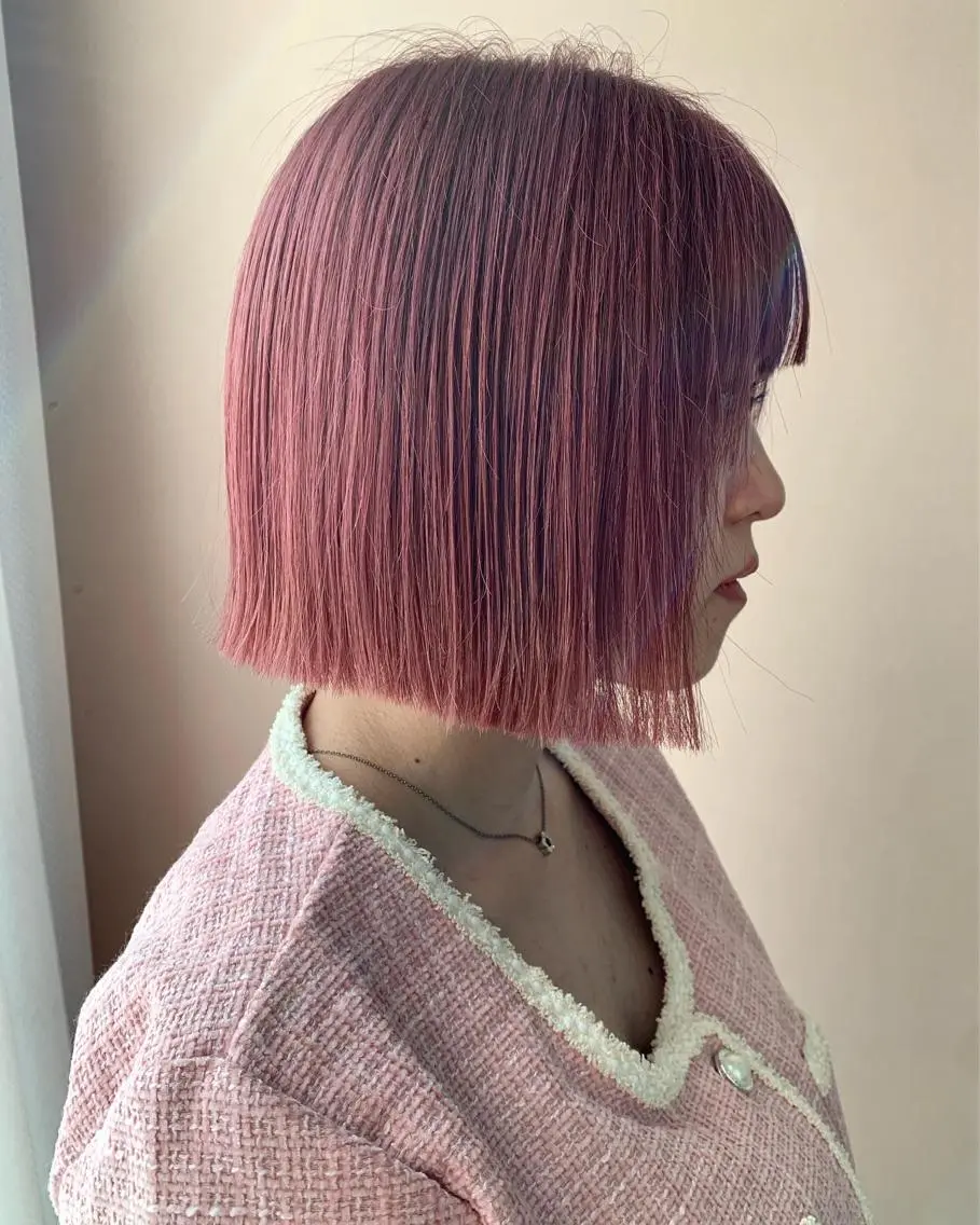 ショート カラー ブリーチ ラベンダーカラー ラベンダーピンク ピンクカラー カット ヘアカラー トリートメント hubhair レイヤー/透明感のヘアスタイル
