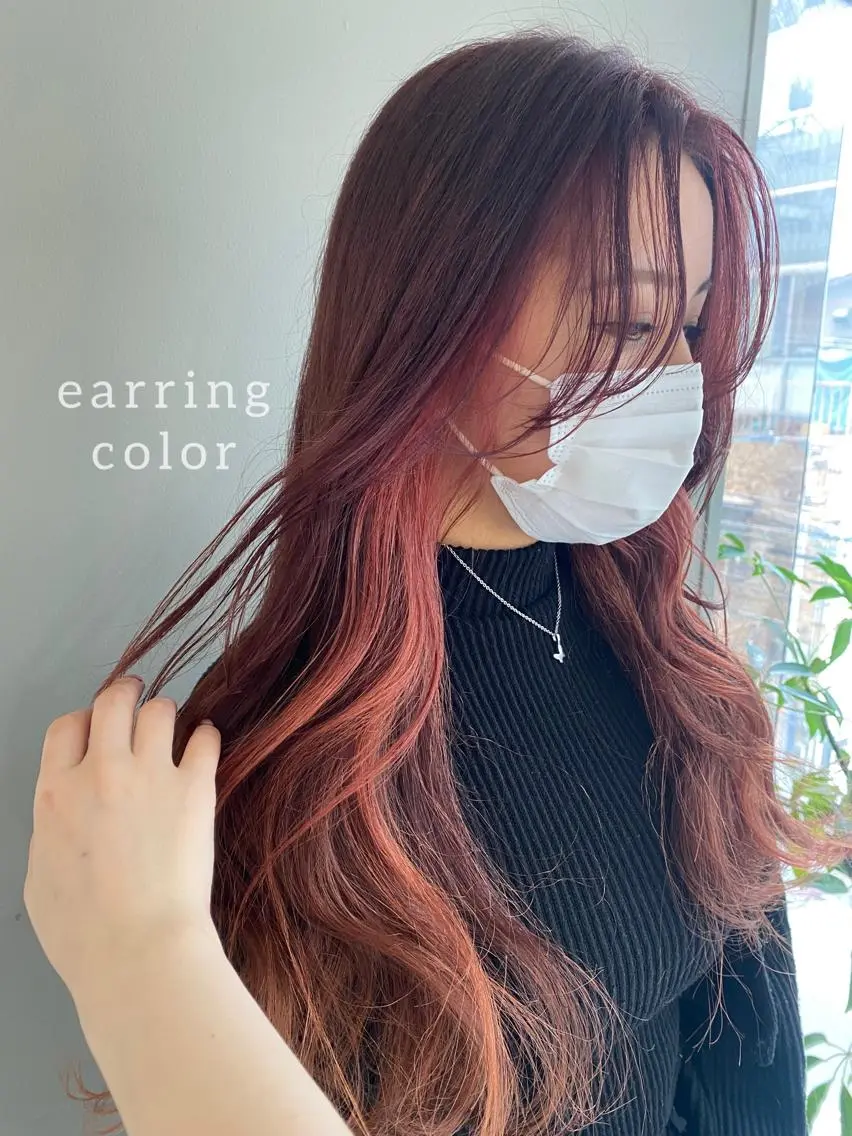 ロング カラー ヘアアレンジ イヤリングカラー ピンクカラー ヘアカラー ボブ /ニュアンス/ satomi🧸💖のヘアスタイル