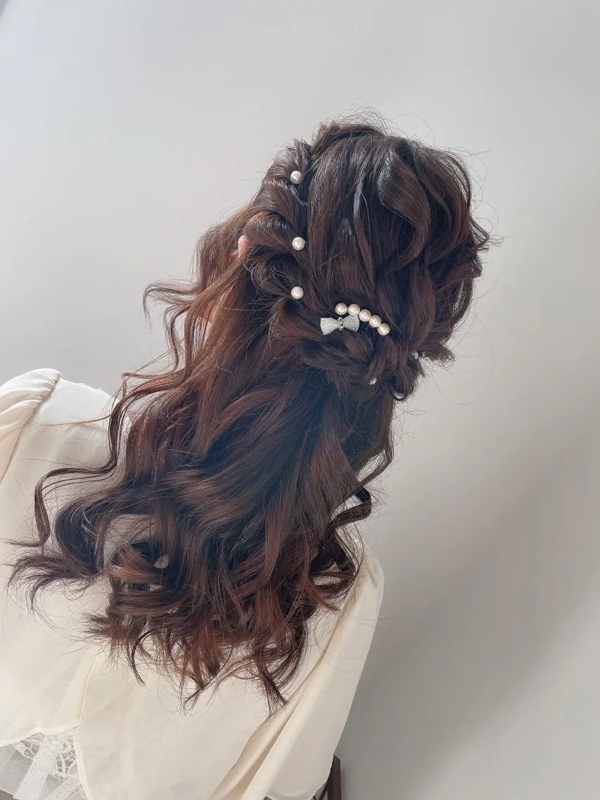 ロング ヘアアレンジ ハーフアップ ヘアセット 松田 みのりのヘアスタイル