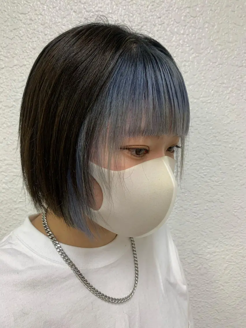 ショート ワイドバング ヘアカラー 🧨ブリーチー×ボブ レイヤー💎じゅえるのヘアスタイル