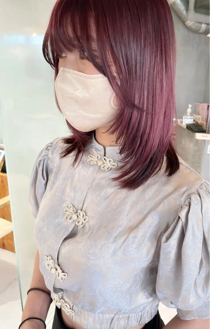セミロング カラー レイヤー べージュ 白石研太のヘアスタイル