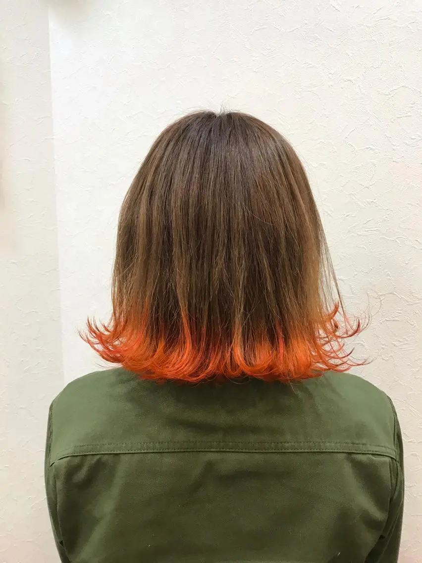 ショート カラー オレンジ 色落ちまでキレイに! !女性サロンのヘアスタイル