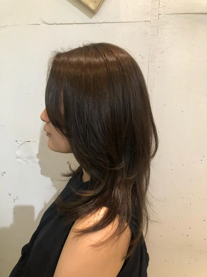セミロング カラー レイヤーカット ひろせ かなのヘアスタイル