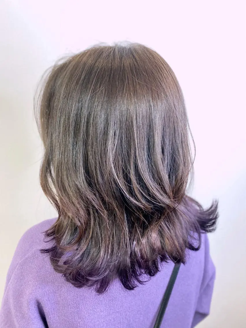 ミディアム カラー ヘアアレンジ ブリーチ パープルカラー カット ヘアカラー トリートメント Luzir⭐︎ GEN⭐︎のヘアスタイル