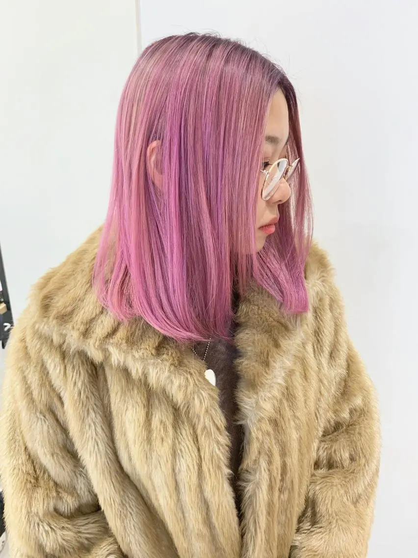 ミディアム カラー ブリーチ ケアブリーチ ピンクカラー カット ヘアカラー インナーエクステ渋谷 🦋KAJIのヘアスタイル