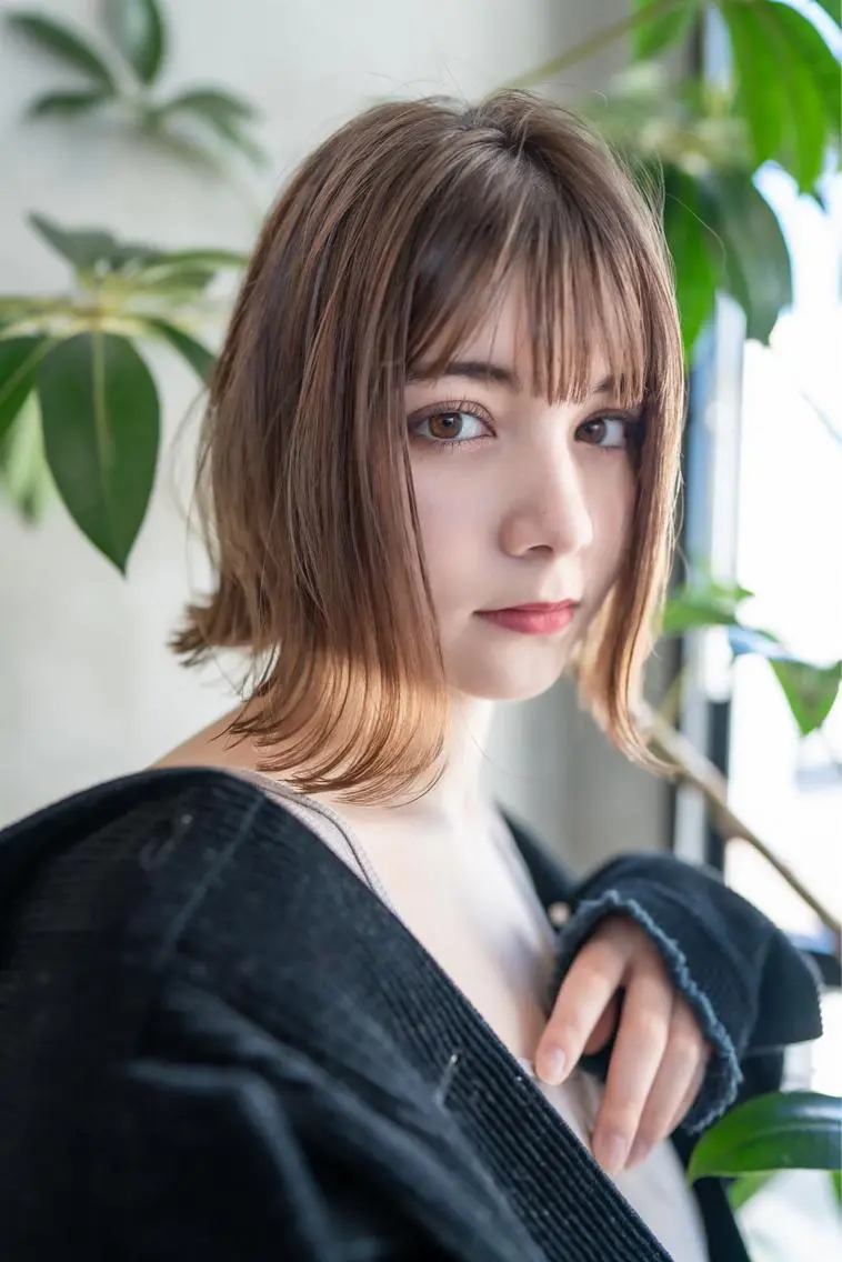 ミディアム カラー 新宿/顔周りカット +レイヤー＝しずく♩のヘアスタイル