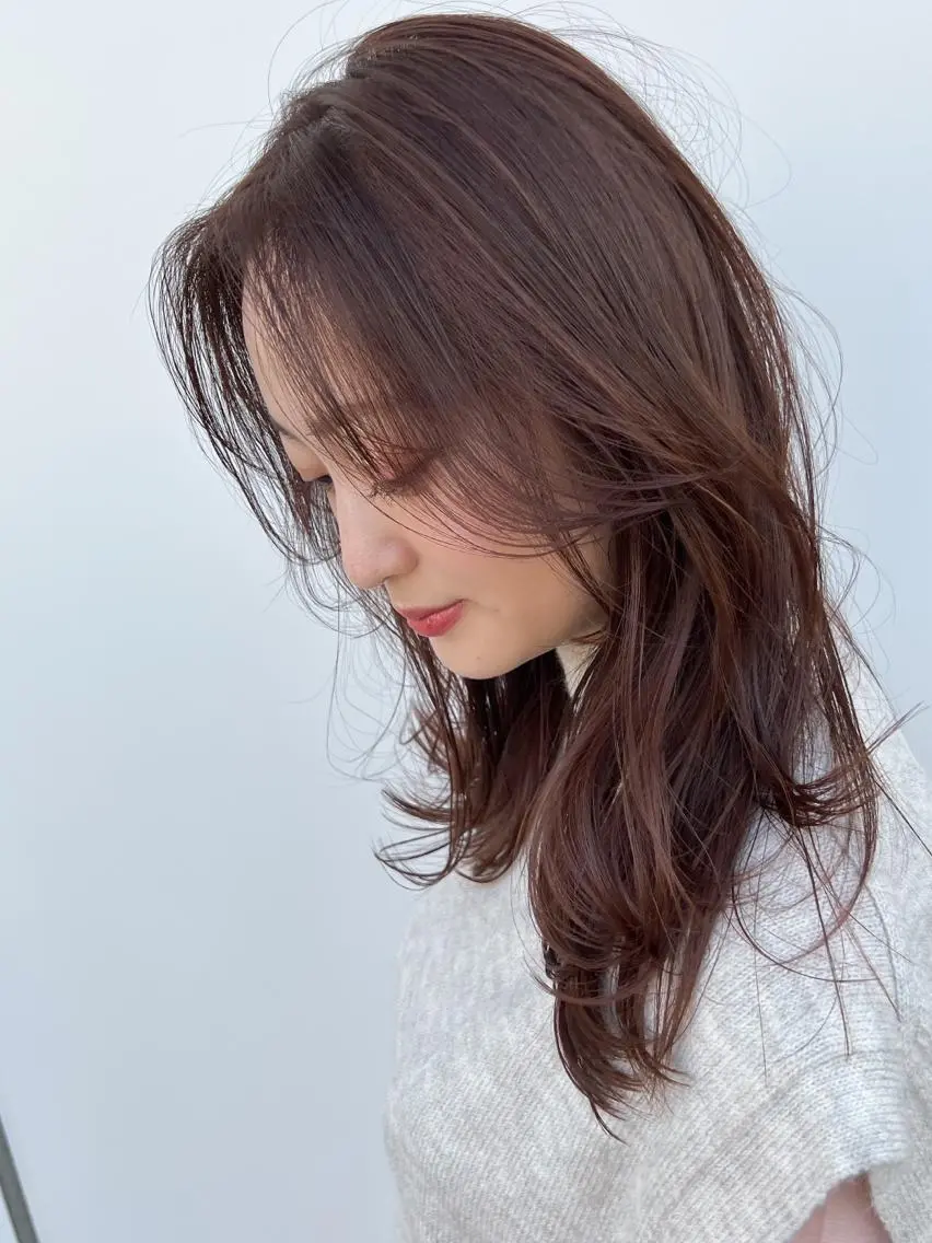 ロング カラー ブラウンカラー ピンクカラー カット ヘアカラー 誰より丁寧なカット/ 小林輝/レイヤーのヘアスタイル