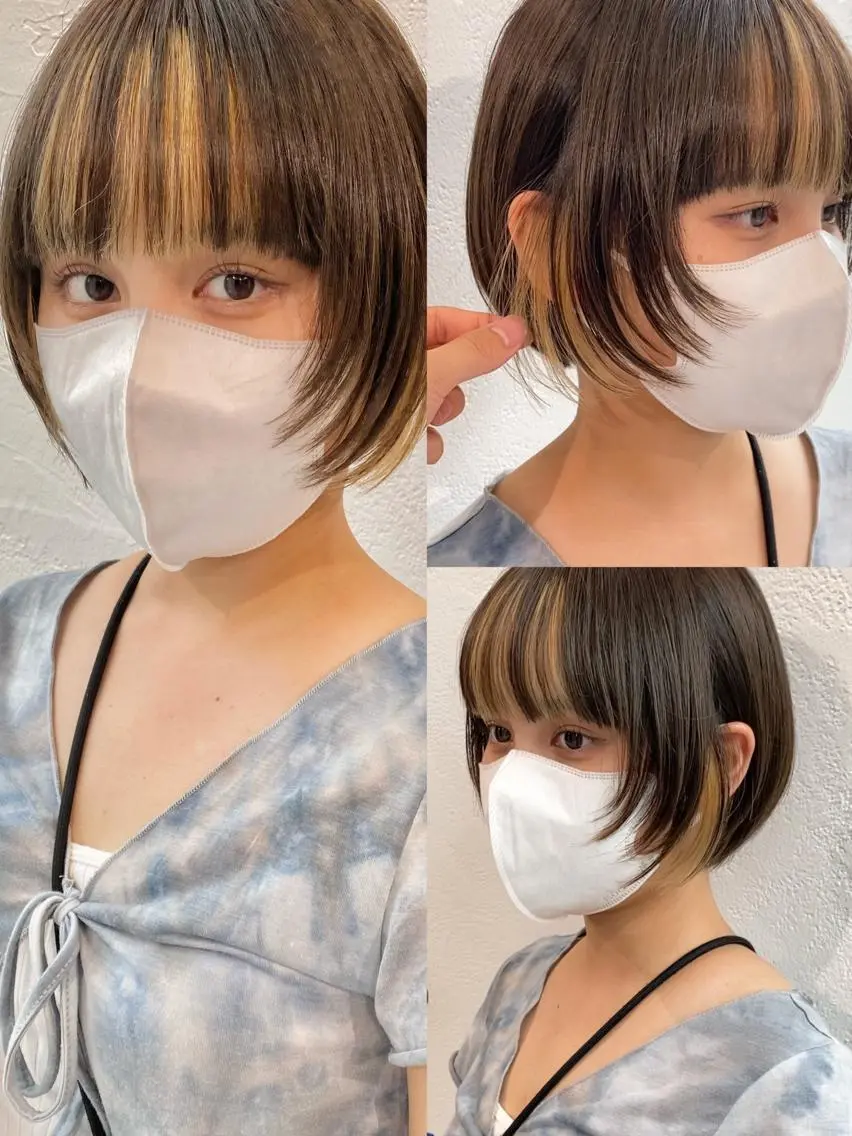 ショート カラー ミストバング フェイスフレーミング インナーカラー インナーカラー/レイ ヤーカット♡/マキシのヘアスタイル