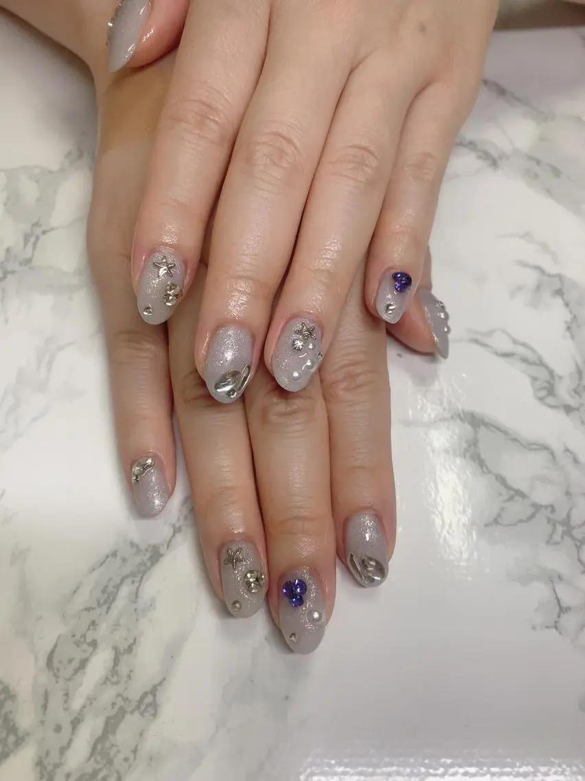 ネイル ハンドネイル はな💎ネイル ワンホン、長さ出しのネイルデザイン