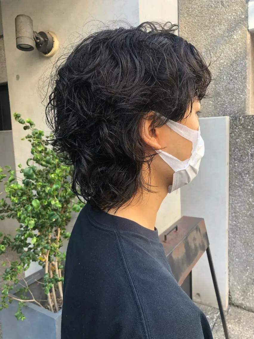 ショート パーマ メンズ メンズパーマ メンズウルフカット ウルフカット stylist 杉浦駿生のヘアスタイル