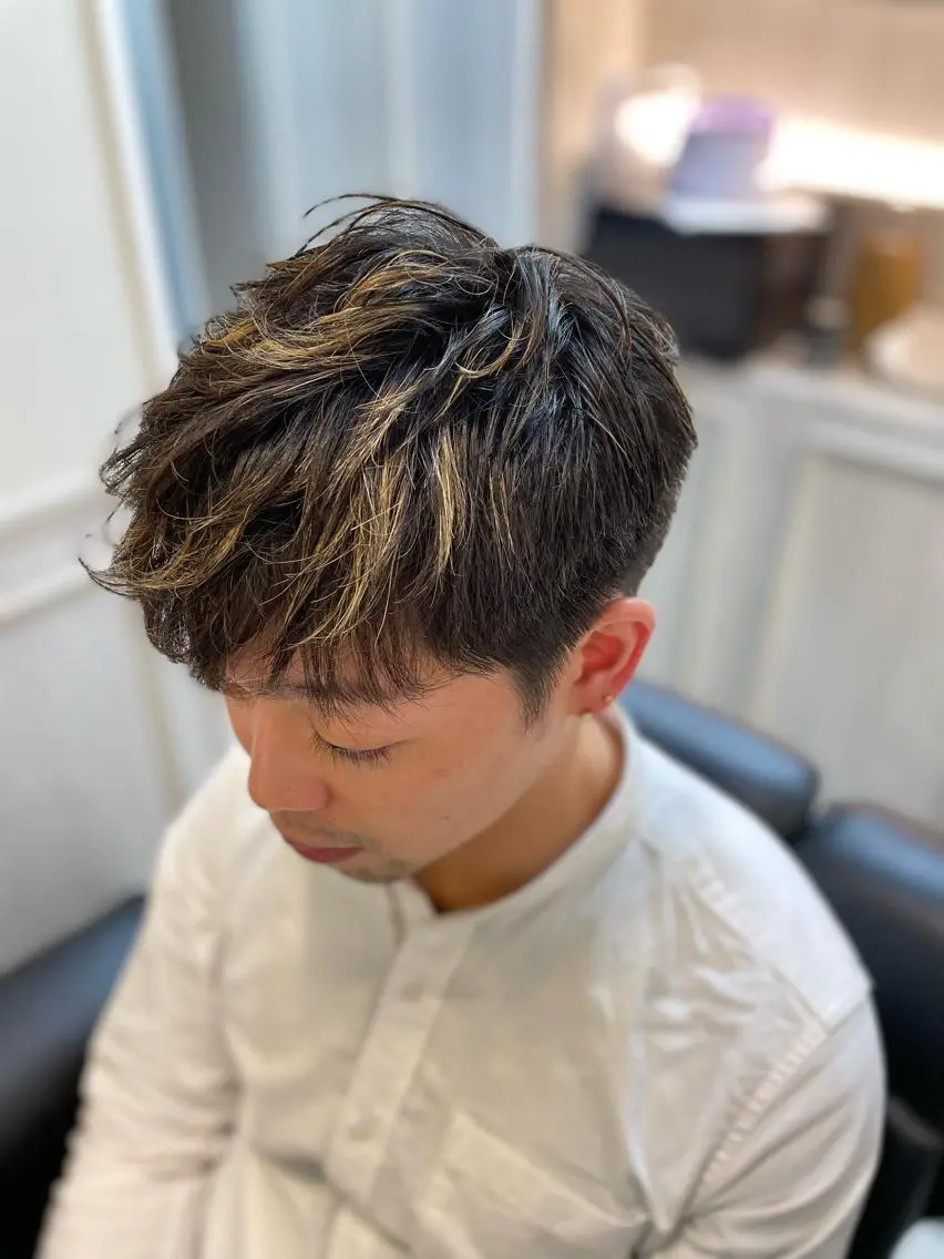 ショート カラー パーマ メッシュ カット パーマ ツイスパ☆越智 新一郎のヘアスタイル