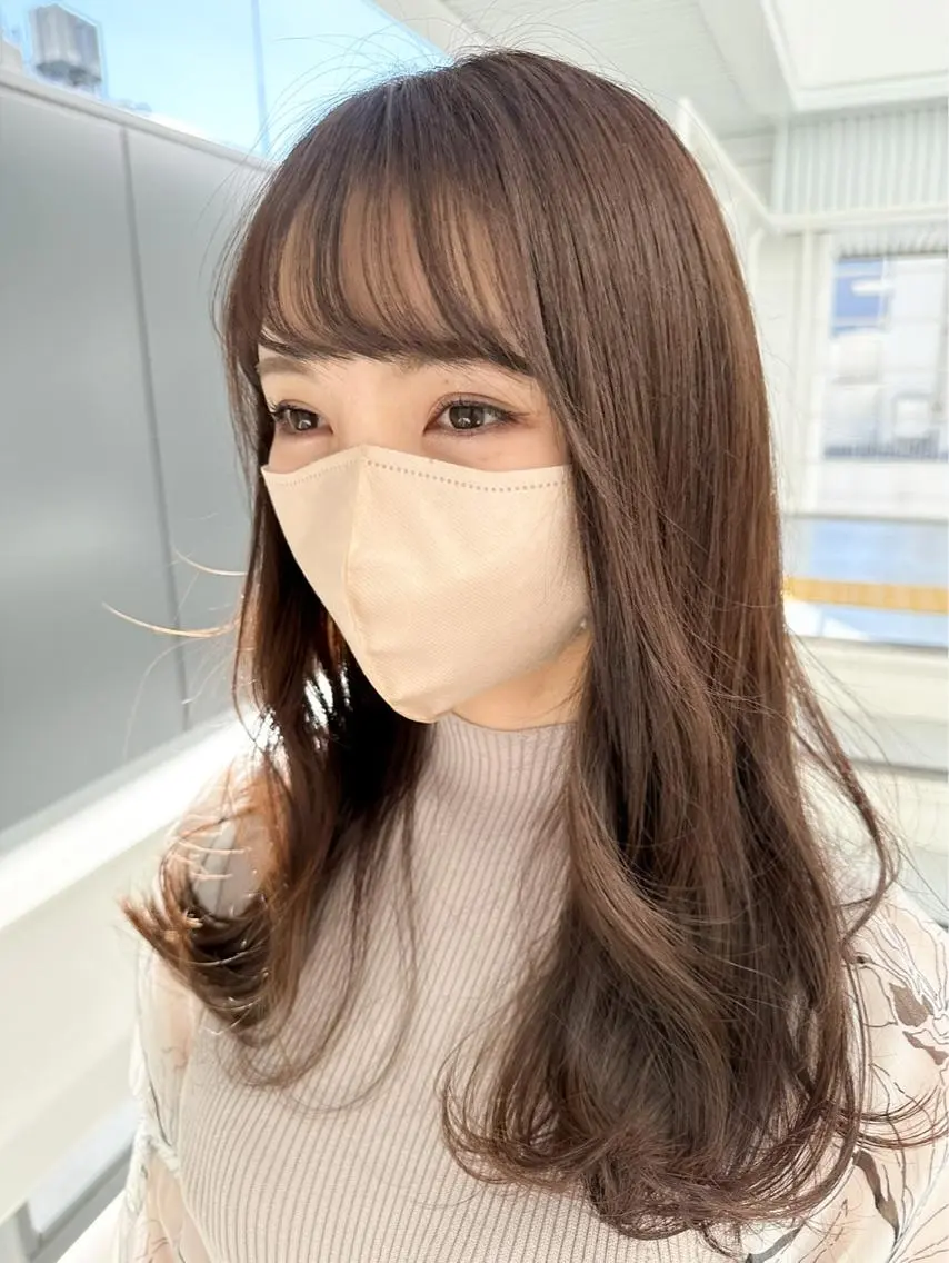 セミロング セミロングパーマ ボブ デート ハイライト 髪質改善 【20代ダメージ毛に 髪質改善】のヘアスタイル