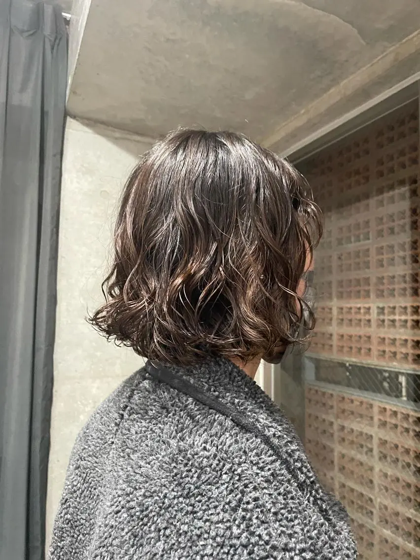 ミディアム カラー パーマ ミディアムパーマ ボブ 吉田一輝 外国人パーマのヘアスタイル