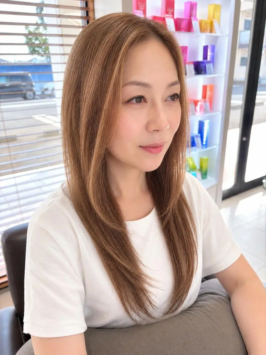 セミロング カラー ベージュカラー ブラウンカラー 透明感カラー 髪質改善 縮毛矯正 ヘアカラー トリートメント 伊勢崎/nap hair 栗原大輔のヘアスタイル