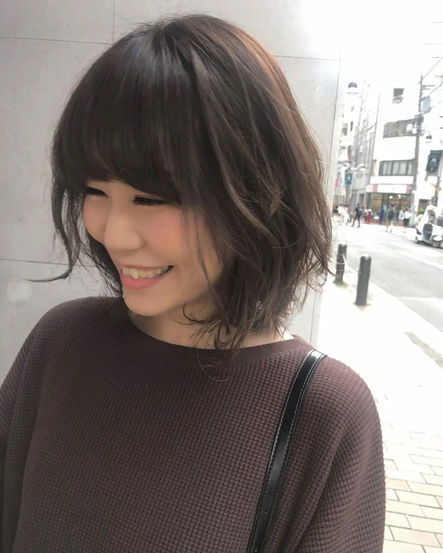ミディアム カラー パーマ ニュアンスヘア☆樋口 希世☆のヘアスタイル