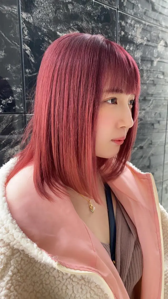 ミディアム カラー ブリーチ ケアブリーチ ダブルカラー ピンクカラー 透明感カラーブリーチ 🌼シゲモトアヤ🌼のヘアスタイル