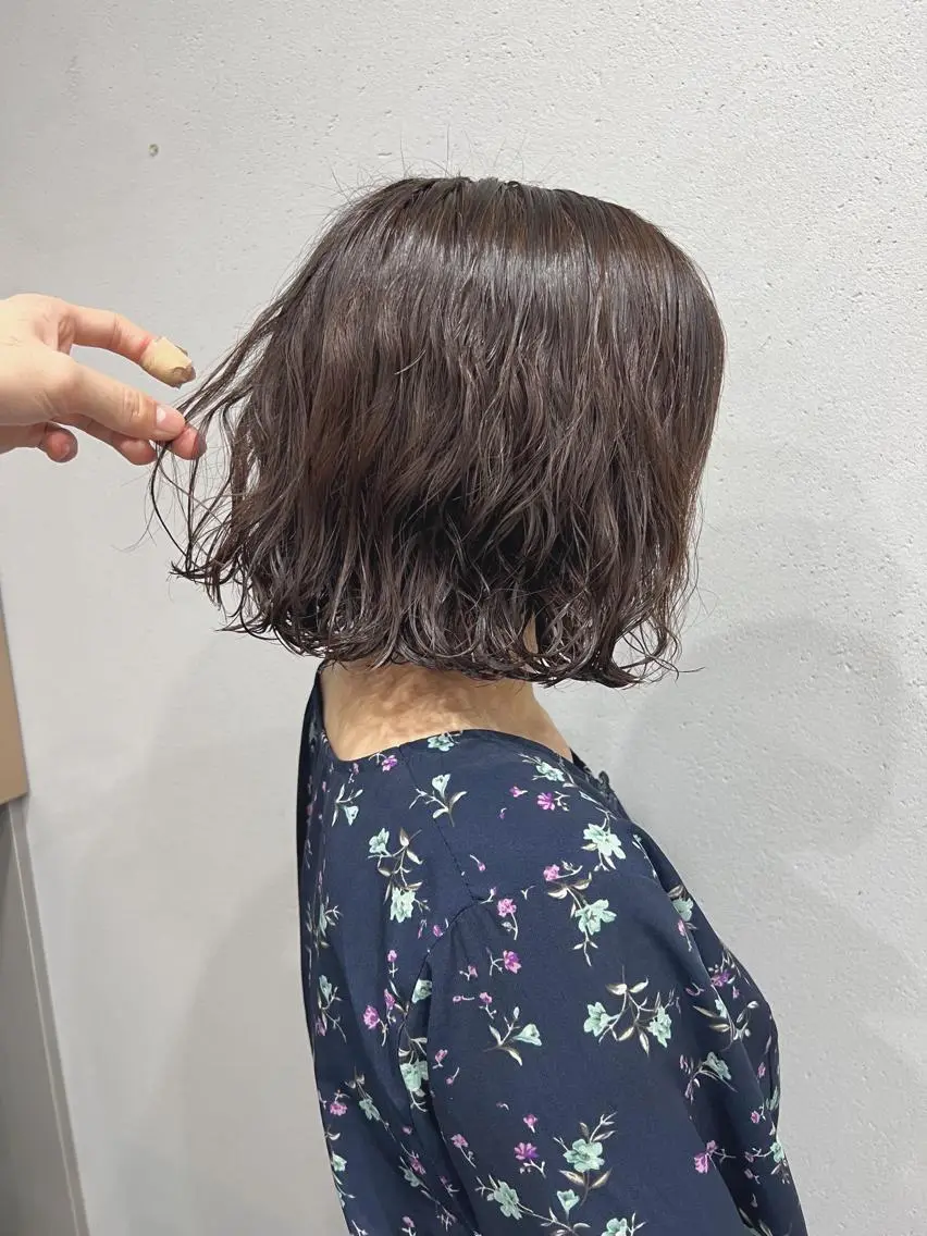ショート パーマ カット パーマ トリートメント ボブパーマコテ巻き風 パーマNo1深江秀平のヘアスタイル