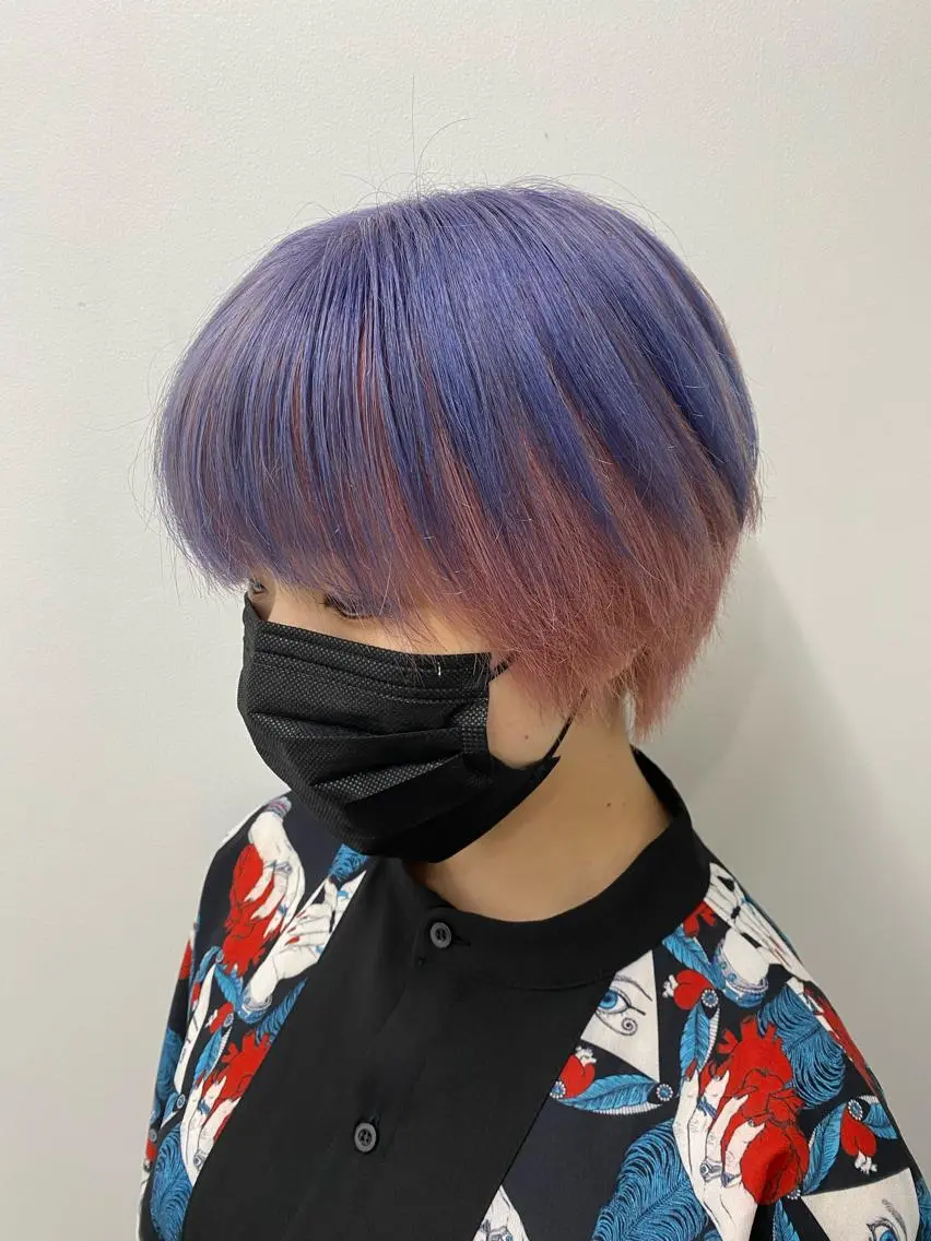ショート カラー ピンクカラー パープルカラー 髪質改善/ TECHIのヘアスタイル