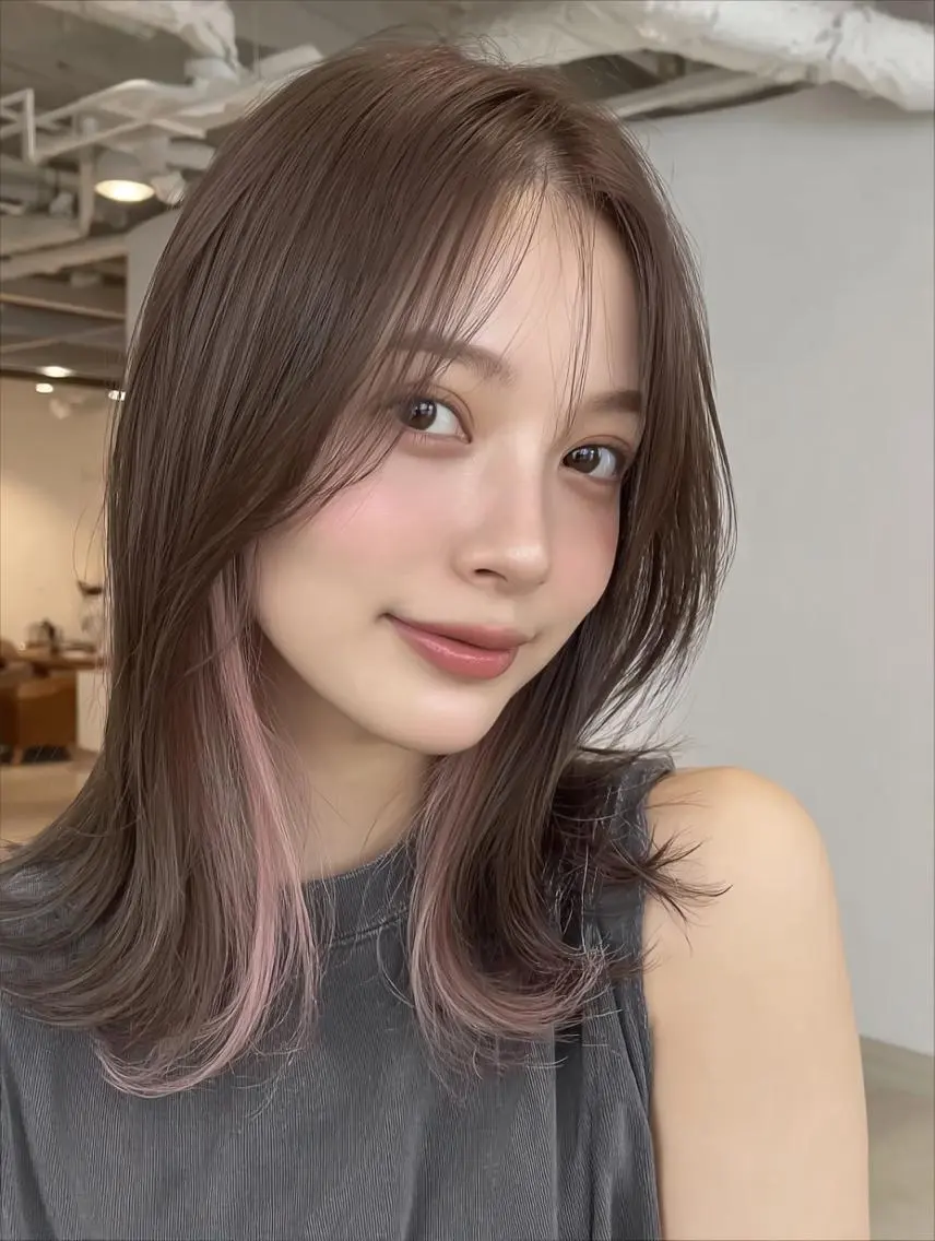ミディアム カラー ✨エクステ✨本数・ 色合わせ相談可／山口のヘアスタイル