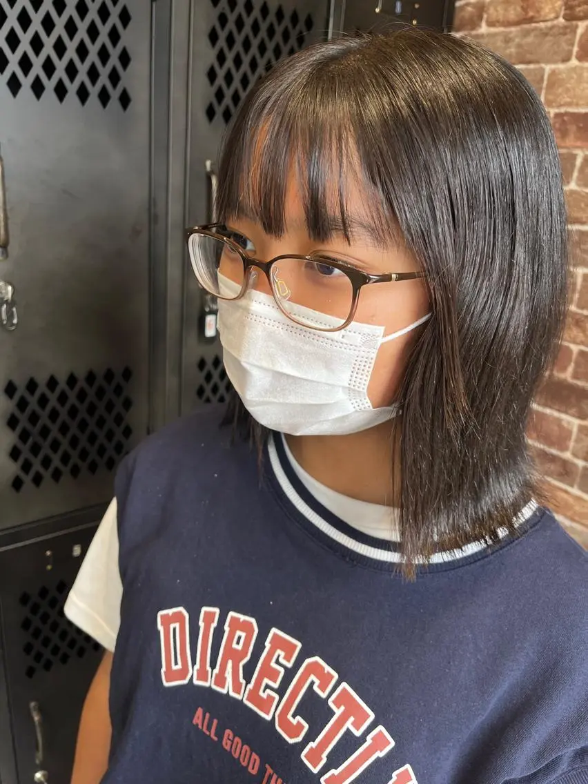 ミディアム カラー パーマ ヘアアレンジ メンズ キッズ ネイル マツエク・マツパ アイブロウ ミディアムパーマ メンズパーマ ブラウンカラー ケアカラー 透明感カラー 久木原 ゆりのヘアスタイル