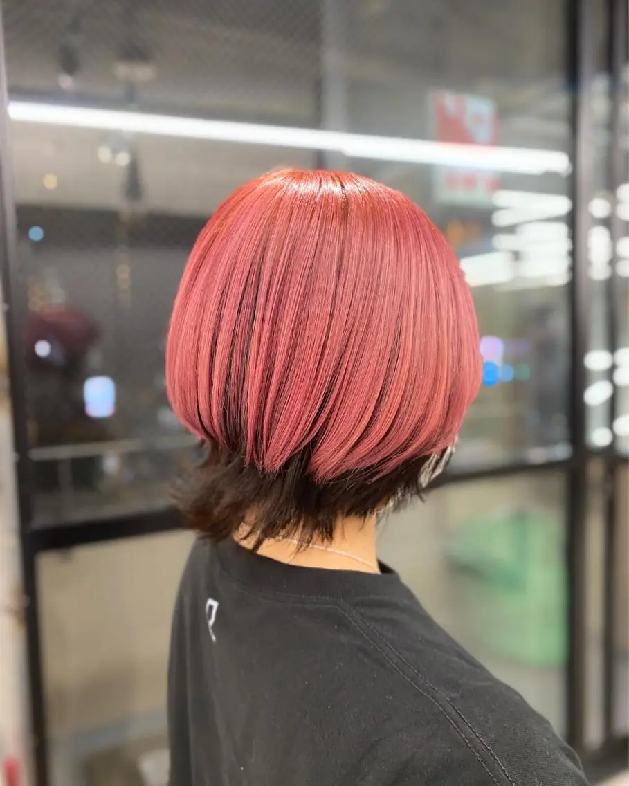 カラー ブラウンカラー ダークブラウン ピンクカラー カット ヘアカラー トリートメント NUMBER 天王寺YUYAのヘアスタイル