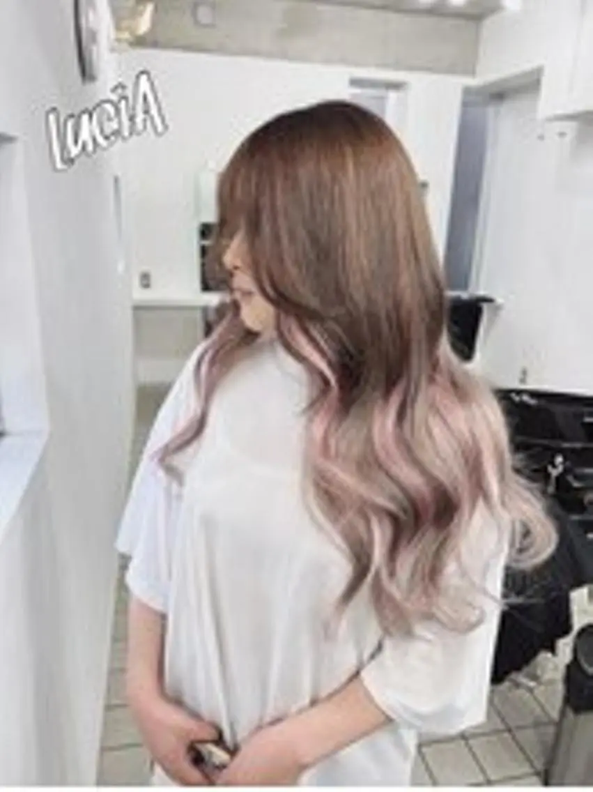 ヘアアレンジ ロング カラー エクステ7:30〜 LuciA\5900のヘアスタイル